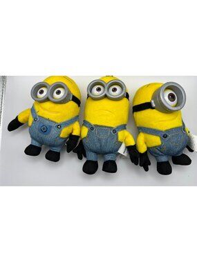 Despicable Me Minions Plush Toy Set Of 3 - Soft Yellow Figures In Overalls - 8 I